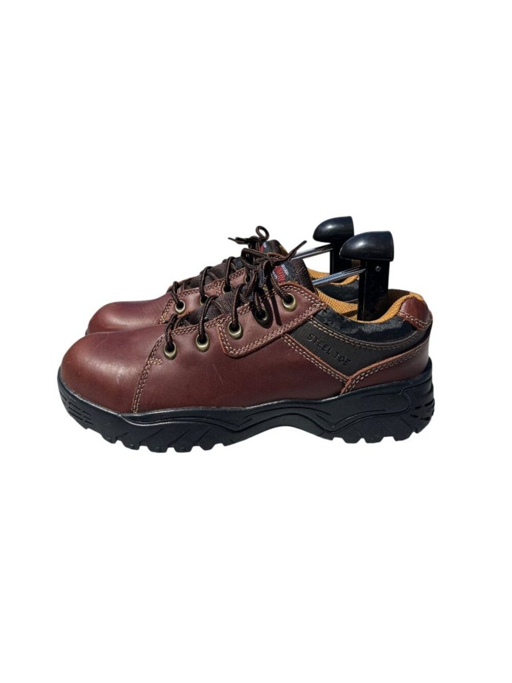Womens Steel Toe Leather Work Shoes Brown Size 8.5 ASTM F2413-11 Slip-Resistant